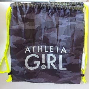ATHLETA DRAWSTRING BAG GRAY/BLACK/NEON YELLOE NWT